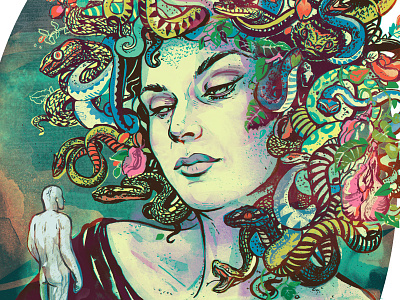 Medusa art bitch magazine editorial feminism greek myths illustration magazine medusa monster mythology snakes