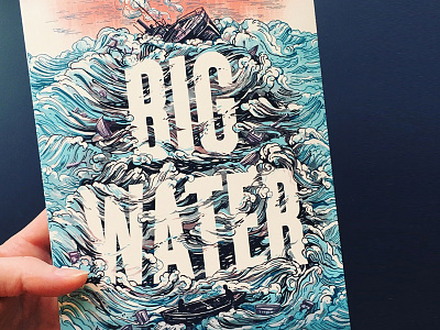 Big Water, Book Cover Illustration book art book cover book design hand-lettering illustration lettering pattern typography water waves