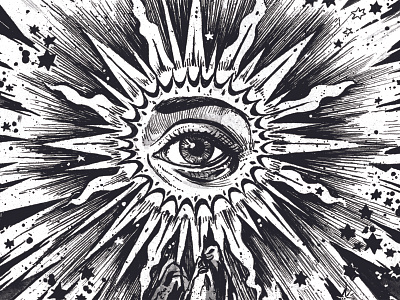 Got my Eye on You. book eye handdrawn illustration ink moon scifi space stars vintage