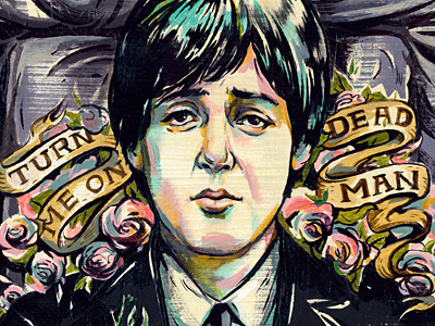 Paul Is Dead beatles conspiracy death illustration illustrations ink music paint paul mccartney portrait texture