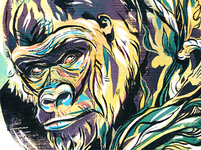Gorilla acrylic animal art earth day endangered gorilla illustration illustrations ink