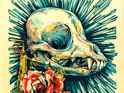 Day of the Dead - Chihuahua Skull Altar art chihuahua day of the dead dog día de los muertos illustration illustrations ink mexico paint skeleton skull texture toronto uno