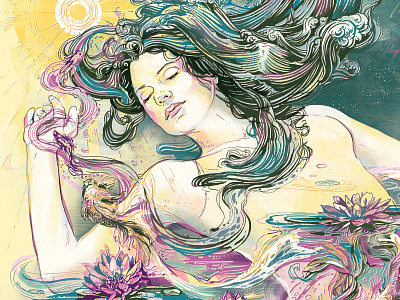 Circadian Rhythms art editorial flowers illustration ink magazine illustration sea sleep sun water