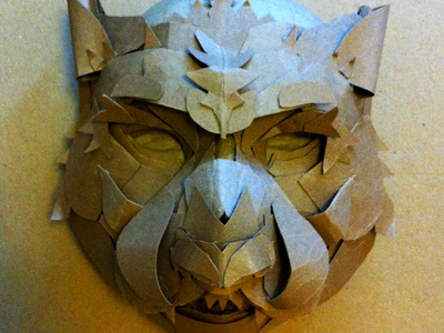 Winter is Coming - Wolf Mask animal art cardboard halloween paper sculpture wip wolf
