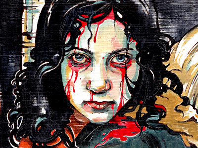 Let The Right One In blood film girl halloween horror illustration illustrations ink portrait texture vampire vampires