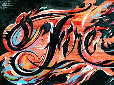 Fire! editorial fire hand lettering illustration illustrations ink lettering magazine texture typography