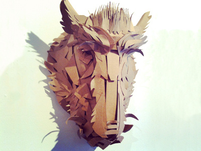 The Boar - cardboard mask animal art boar cardboard mask paper pig sculpture