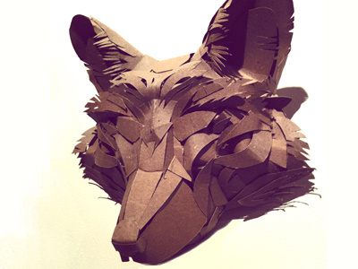 Foxy Cardboard Mask animal art cardboard fox mask paper sculpture