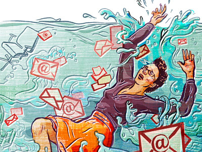 Email overload!!! business email illustration illustrations ink new york times overload water