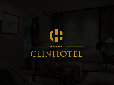 Clin Hotel branding letters logo design typography