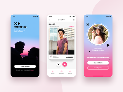 CrossPlay Dating App app app design branding challenge datingapp designzillas mobile ui valentinesday zillasdesignchallenge