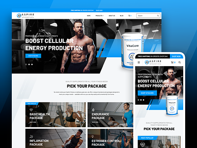 Aspire Rejuvenation Nutraceuticals design designzillas fitness homepage supplements ui web design website