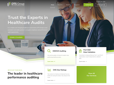 DTS Group Health Care Auditors design designzillas green healthcare homepage ui web design