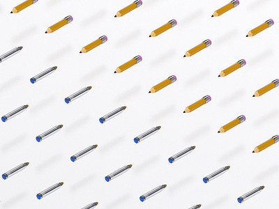 Pencils vs. Pens 3d cinama 4d isometric pattern pen pencil