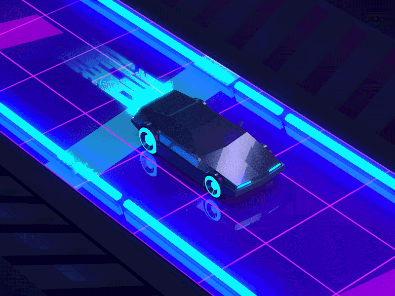 Retro Wave - DeLorean 80s c4d cinema4d delorean low-poly neon race retro road