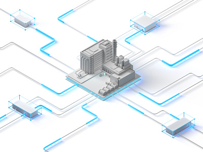Smart factory - Industry 4.0 c4d cinema 4d digital factory illustration industry isometric low poly low poly smart