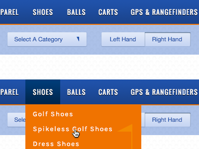 Menu with Flag Hover custom form elements golf select toggle