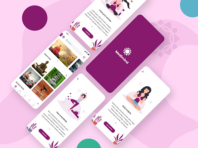 Meditation Application app app design daily ui health illustration lifestyle meditate meditation meditation ui minimalist music onboarding relaxing splash screen tranding ui design ui ux vector yoga youth