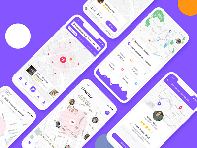 Map and Search Application adobe xd application challenges daily ui distance illustration location location tracker map ui minimal nearby ondemand search tracking trending trip typography ui ux visualization