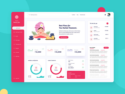 Spa & Beauty Dashboard adobe xd beauty booking online dailyui dashboard 2020 dashboard ui illustration makeup managment minimalist peformance stat task management task manager trend 2020 ui uiux vector xd