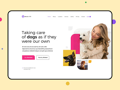 Dogs Caring Website adobe xd challenge accepted daily ui dogs care dogs school illustration landing page ui minimalist pets pets care pets website taking care trends 2020 ui ux vector visualization web pages website concept website design website trends