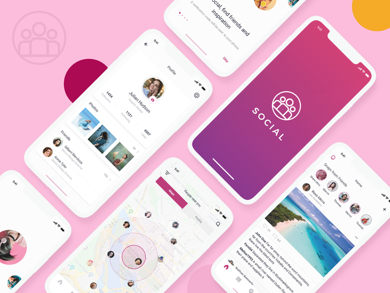 Social App adobe xd application design chating community dailyui design art illustration minimal minimalist mobile ui people social app social media social networks social platform trends 2020 ui challenge user interface vector visualization