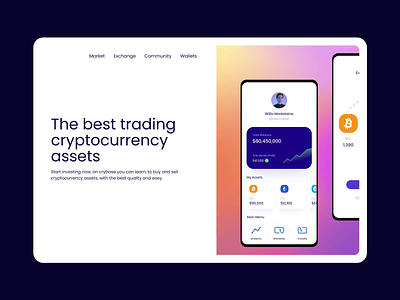 Trading Cryptocurrency Assets & Exchange adobe xd application design assets blockchain cryptocurrency dashboard dribble logo minimalist nft platform store technology trending ui