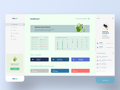 Hr.ge career courses dashboard dribbble education georgia hr interface job board jobs.ge personal plan reminder self education space tbilisi ui ux vacancys online web design
