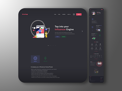 Echolize Desktop brand brand identity branding brands dark mode dribbble echolize georgia image making influencers interface product design promotion startup tbilisi ui ui ux design user interface ux web design