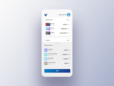 vpay aiamanati btc crypto wallet digital payment dribbble euro georgia goa online pay tbc tbilisi ui usd ux virtual virtual card