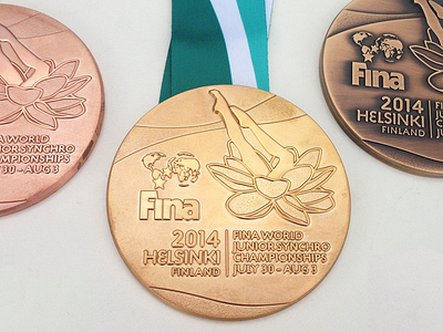 World Champ Medals design gold medal swimming synchro