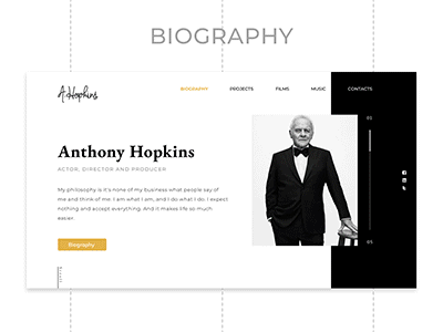 Anthony Hopkins design ui ux website