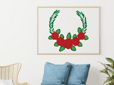 Simple rose flower wreath illustration flower illustration rose wreath