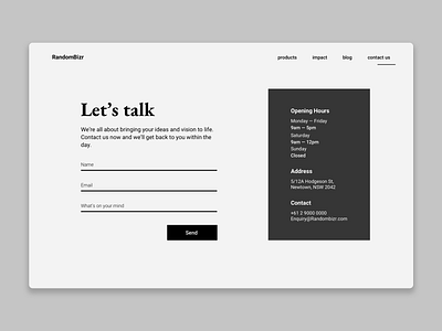 DailyUI#028 Contact Us