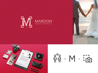 Maroon Wedding Photography couple logo love maroon marriage mockup photography stationary wedding