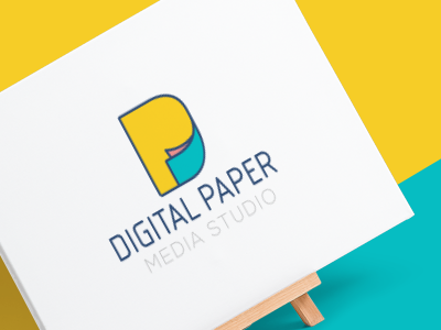 Digital Paper Media Studio brand clever creative digital logo media paper studio yellow