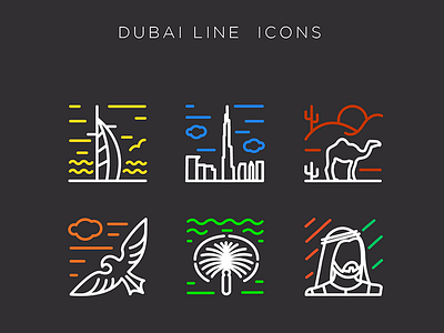 Dubai Line Icon arab bransense burjkhalifa camel color dubai eagle icon icons illustrated line sheikh