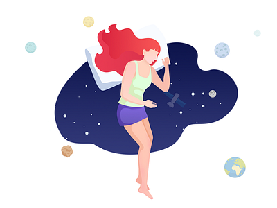 Sleep illustrator girl universe