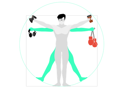 Vitruvian Man design illustration manhole vector vitruvian