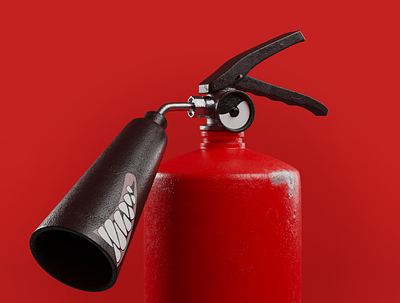 Angry fire extinguisher 3d blender illustration textures