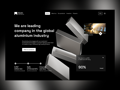 Website for aluminium company 3d aluminum blender illustration landing ui web web desing