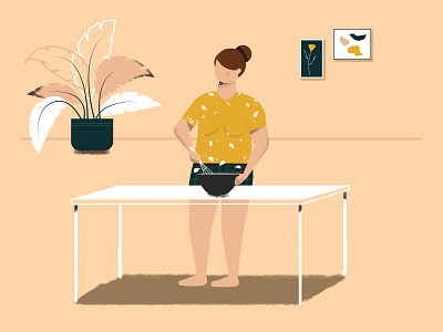 Baking up a storm 🌩️ 2d activity baking character covid19 daily life design design inspiration home illustration illustration design minimal modern pattern pjs plant quarantine stay home staying home vector