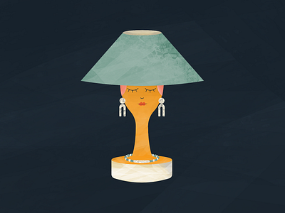 Lamp Lady 2d affinity designer design earrings girl glamorous hat illustration lady lamp lampshade necklace pretty texture vector woman