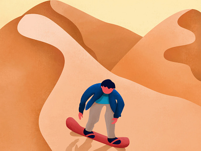 Inktober 07 - Dune 2d boy character desert design illustration inktober inktober2020 sand boarding sand dunes skateboard skating texture vector