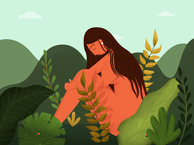 Love Yourself body positive body positivity character character design digital art girl illustration love love yourself peaceful plants self care self love valentine day woman