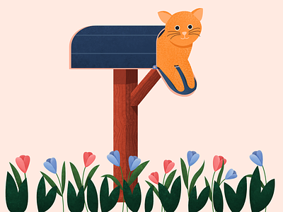 Got Meowl! - Letter T 36daysoftype alphabet animal cat character flat illustration lettering mailbox pet