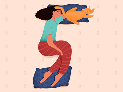 Nap time - 36 days of type 36daysoftype alphabet bed cat character cute girl illustration nap night pet sleep vector