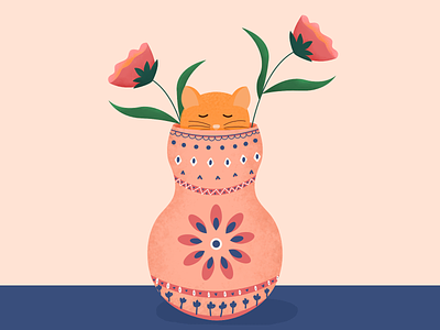 Hideout - 36Daysoftype 2d 36daysoftype adobe alphabet cat character design eight flower hideout illustration number pet type vase vector