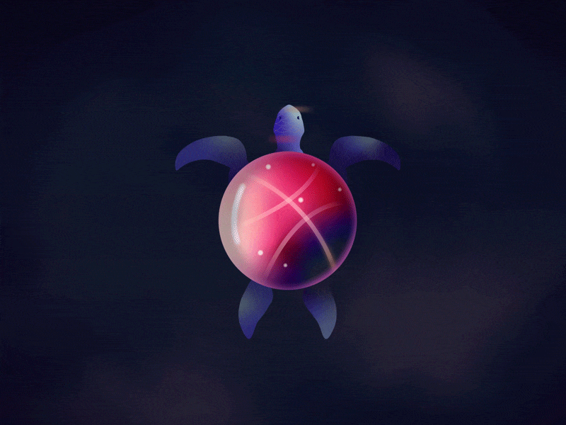 Hello Dribbble! 2d aftereffects animal animation art debut design first shot hello dribbble illustration illustrator motion ocean ripple sea swim tortoise turtle vector water