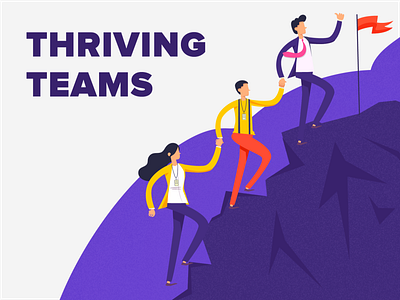 Thriving Teams appreciate employee employees flag goal happy hr id card illustration manager mountains office team teams tie